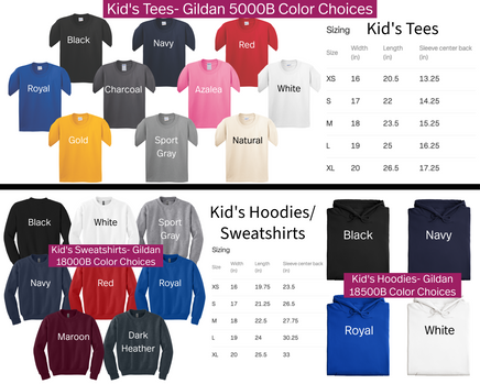 kids'hoodies and sweatshirts sizes chart