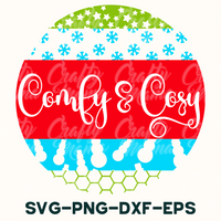 a red, white, and blue logo with the words comfy & coy