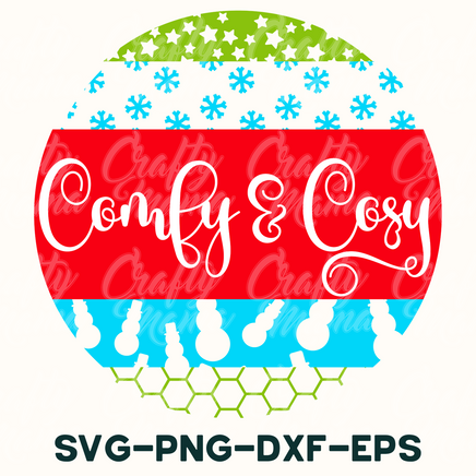 a red, white, and blue logo with the words comfy & coy