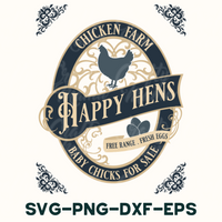 a chicken farm logo with a ribbon around it