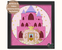 a picture of a princess castle with a pink background