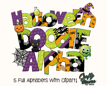 a halloween poster with the words halloween doodle alphabet