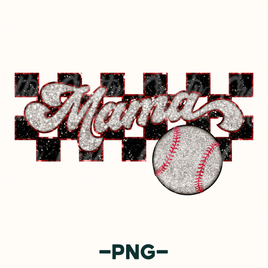 Baseball Mama Checkered Png