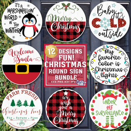 Christmas Svg, Christmas Round Sign Bundle