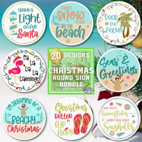 Beach Christmas Round Sign Bundle #1