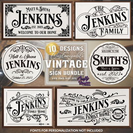 Vintage Family Name Sign Bundle