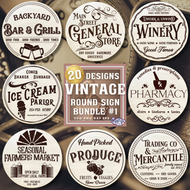 Vintage Round Sign Bundle #1