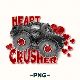 Heart Crusher Monster Truck Sublimation Png