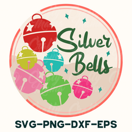 a round logo with the words silver bells on it