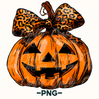 Jack O Lantern Leopard Print Bow Png