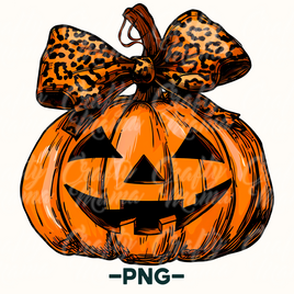 Jack O Lantern Leopard Print Bow Png