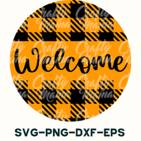 a black and yellow plaid pattern with the word welcome