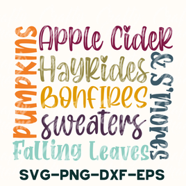 Fall Word Art Svg