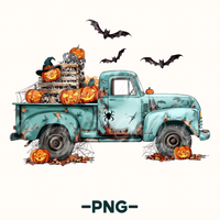 Vintage Halloween Truck PNG