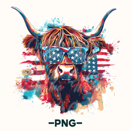 4th Of July Highland Cow Png