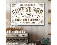 Personalized Coffee Bar Canvas Sign