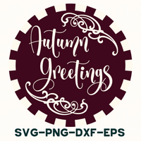 Autumn Greetings Round Sign Svg