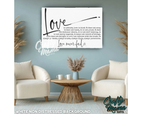 Love Never Fails Canvas Sign