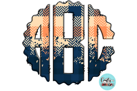 Fall Blue And Orange Plaid Monogram