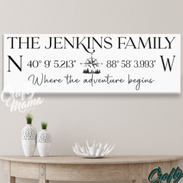 Family Name And Location Canvas Sign