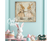 Vintage Easter Bunnies Canvas Sign