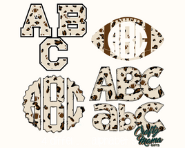 a set of letters and numbers made out of leopard print