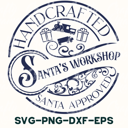 a logo for a santa's workshop