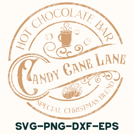 a logo for a hot chocolate bar called candy cane lane