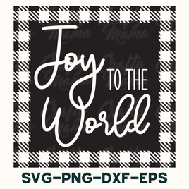 a black and white plaid pattern with the words joy to the world