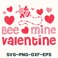 a bee mine valentine svg - png - dxf - eps