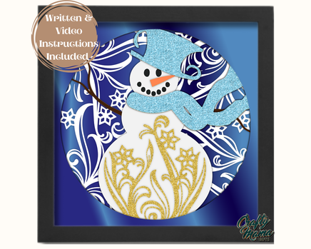 a picture of a snowman on a blue background