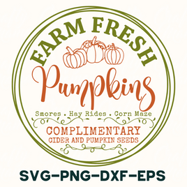 Farm Fresh Pumpkins Round Sign Svg