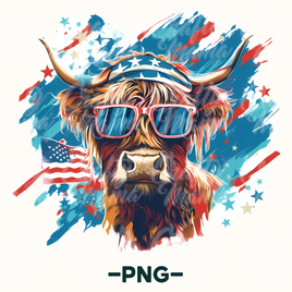 4th Of July Highland Cow Png