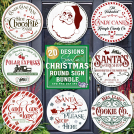 Santa Christmas Round Sign Bundle