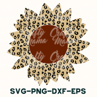 Leopard Print Sunflower Svg