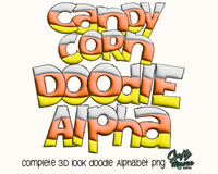 a picture of the words candy corn doodle appa