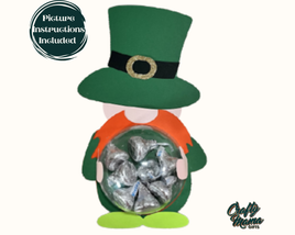 a st patrick's day lepreite holding a bag of candy