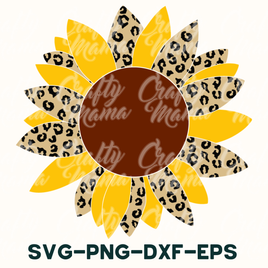 Leopard Print Sunflower Svg