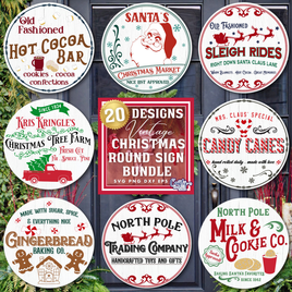 Vintage Christmas Round Sign Bundle