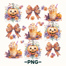 Coquette Fall Pumpkins Png