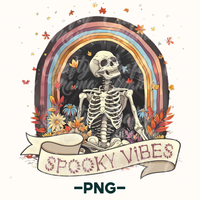 Spooky Vibes Retro Skeleton Png