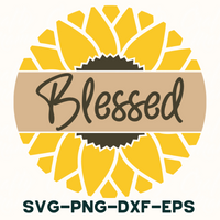 Blessed Sunflower Round Sign Svg