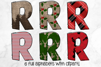 Plaid Christmas Doodle Alphabet