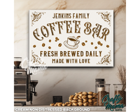 Personalized Coffee Bar Canvas Sign