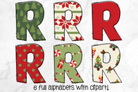 Vintage Christmas Doodle Alphabet