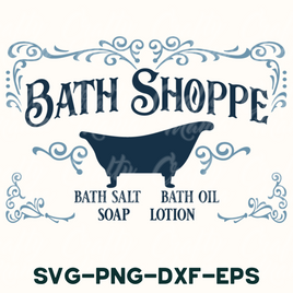 a logo for a bath shop with a cow