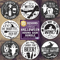 Adult Funny Halloween Round Sign Bundle