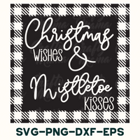 a black and white plaid pattern with the words christmas wishes and nibble kisses