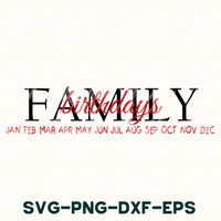 Family Birthday Board Svg