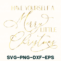 a white and gold christmas card with the words have yourself a merry little christmas